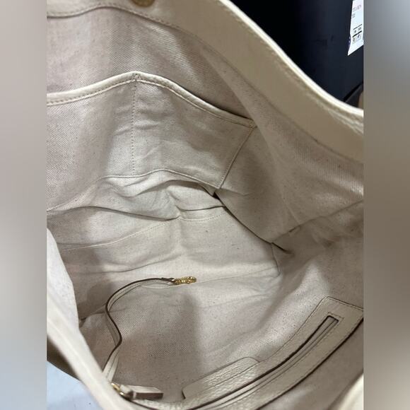 Excellent Michael Kors Millbrook Circa Twill MK Logo Leather Large Shoulder Bag - Picture 9 of 11